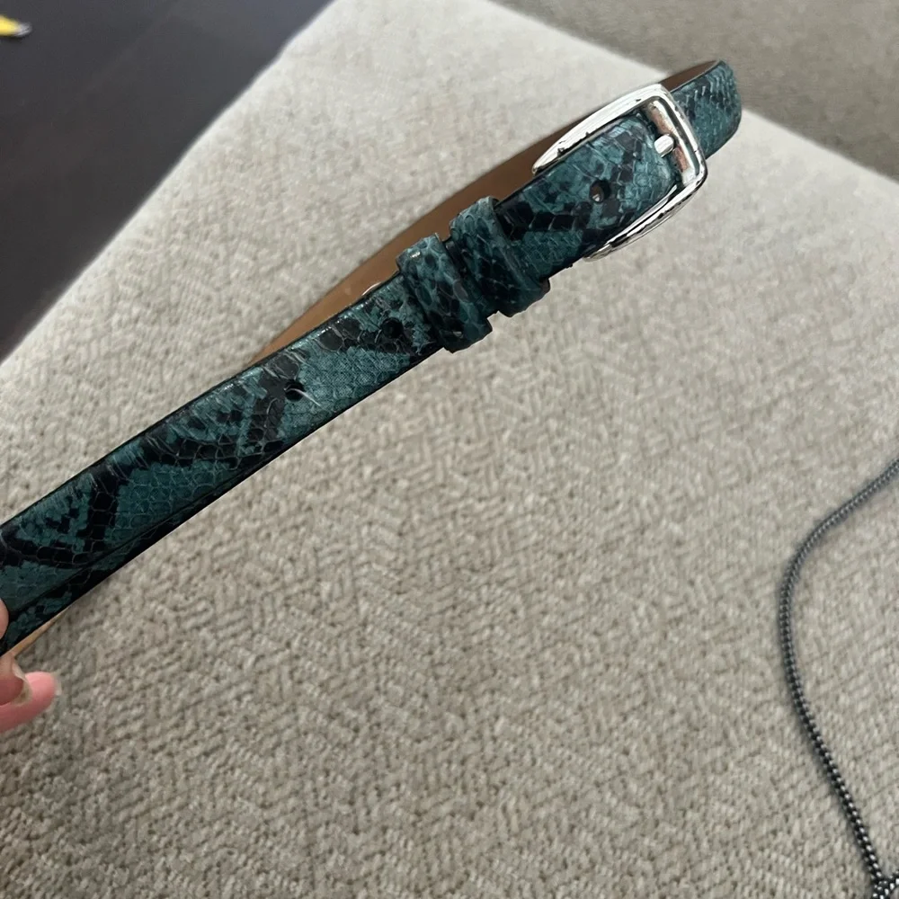 Amanda Smith Genuine Snake Skin Belt - Blue - Size S